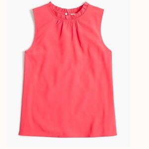 J. Crew Factory Pink Ruffle Neck Sleeveless Blouse